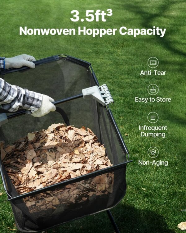 VEVOR Push Lawn Sweeper, Various specifications, Leaf & Grass Collector, Strong Rubber Wheels & Heavy Duty Thickened Steel Durable to Use with Large Capacity. Mesh Collection Hopper Bag, Spinning Brushes - Image 3